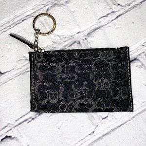 COACH Black Silver Metallic Keychain Coin Wallet